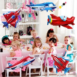 Pack of 10 Airplane Decorations, Inflatable Airplanes, Aircraft Toys, Inflatable Foil Balloons, Suitable for Boys Birthday Decorations, Aircraft Theme Parties
