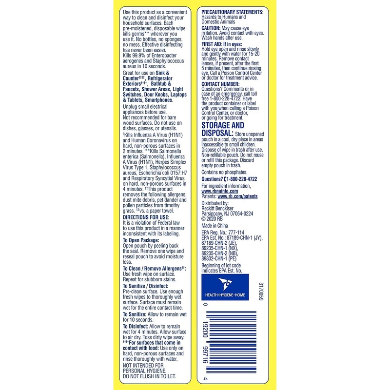 LYSOL Disinfecting Wipes - Lemon & Lime Blossom Flatpack 80