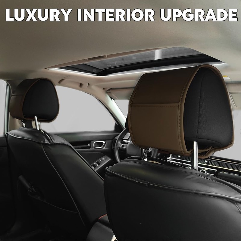 2PCS Headrest Covers for Cars with Pocket, Car Headrest Protector,