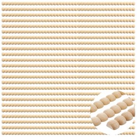 Nuanchu 24 Pcs Decorative Beaded Wood Trim Half Wooden Beads Trim Molding 15. 75 Inch Unfinished 3D Decorative Bead Pearl Wood Molding Cute DIY for Home Wall Cabinet Shelf Window Door (14 mm)