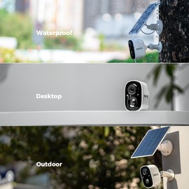 SOVMIKU CG6 Best Solar Security Camera Wireless Outdoor, Battery Powered Cam, Easy to Setup,PIR Motion Detection, Two Way Audio, Audible Flashlight Siren,2.4GHz Wi-Fi, Color Night Vision, SD Slot