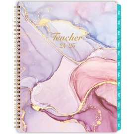 Teacher Planner 2024-2025 - Teacher Lesson Planner 2024-2025, Weekly and Monthly Lesson Planner, Aug 2024 -Jul 2025, 21×28 cm, Wirebound - Pastel Purple and Pink