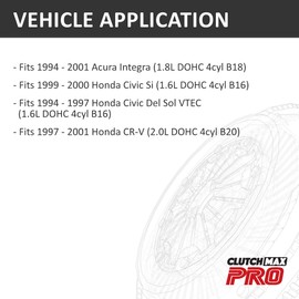 ClutchMaxPRO Heavy Duty OEM Clutch Kit with Flywheel Compatible with 94-01 Acura Integra 99-00 Honda Civic Si 94-97 Civic Del Sol VTEC 97-01 CR-V B16 B18 B20 (CP08026HDFW-CK)