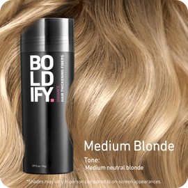 BOLDIFY Hair Fibres for Thinning Hair, Medium Blonde, Invisible, 56 g Bottle, Conceals Hair Loss in 15 Seconds, Hair Thickening for Fine Hair for Men and Women