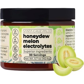 Santa Cruz Paleo “Polvo De Electrolitos De Sal Real, Melón, Mezcla De Bebida Hidratante Elaborada Con Sal Rosa Del Himalaya, Sal Marina, Glicinato De Magnesio, Sin Gluten, Keto, Sin Azúcar,