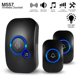 FUERS Wireless Doorbell Chime Plug-In Waterproof Long Range Receiver Remote Door Bell - 2 Receiver 2 button