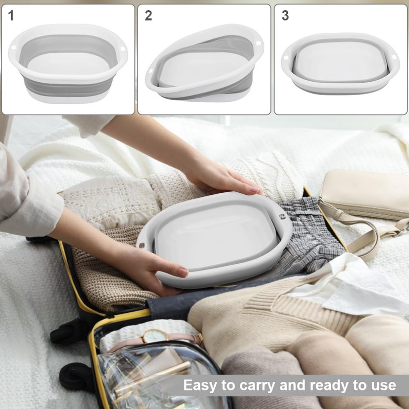 flintronic Foldable Sink, 5L Multi-Purpose Portable Washing Bowl, Space-saving Plastic