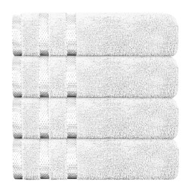 BLOOM BLENDS Super Soft 10-Piece Towel Bale Set – 550 GSM Absorbent 100% Cotton | 2 Bath, 2 Hand, 4 Face, 2 Glove Towels | Luxury & Quick-Dry Bathroom Set (White, 4 Hand Towels)