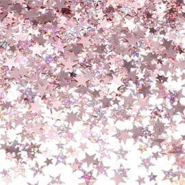 WEIKA 60g Star Confetti Glitter Star Table Confetti, Metallic Foil Star Glitter, Table Decorations for Party Wedding birthday graduation Decorations(Glitter Rose Gold Set, 10mm and 6mm)