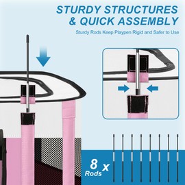 X-ZONE PET Dog Playpen, Portable Pet Play Pen for Cat, Foldable Exercise Play Tent Kennel Crate, Great for Indoor Outdoor Travel Camping Use, Come with Free Carring Case Pink M