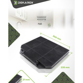 DEKAROX Activated Carbon Filter 266 x 21 x 235 mm for AEG Electrolux 902980048/0 MCFE04 902979363/6 E3CFF72 EFF72 Bosch Siemens Neff 00668491 LZ54951 Effective Odour Neutralisation for Cooker Hoods