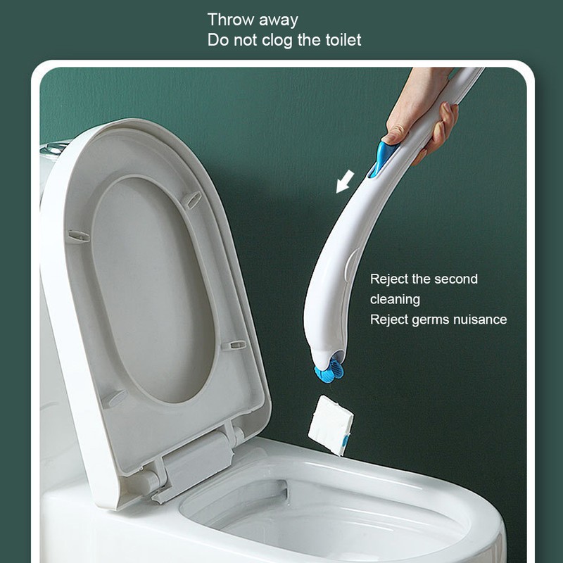 Disposable Toilet Cleaning System Disposable Toilet Brush Kit with 12pcs