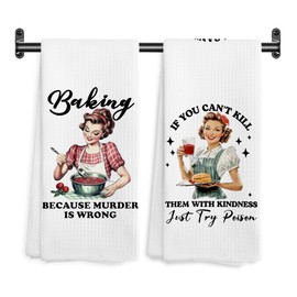 WARDOS Funny Housewife Kitchen Towels, Gifts for Baking Lovers Decorative Hand Towels for Kitchen, Baker Gifts for Women Dish Tea Towel Drying Cloth, 16x24 Inch Set of 2