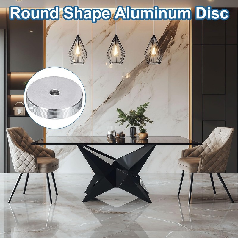 uxcell 4Pcs Round Shape Aluminum Disc, M6 Thread 30mm Diameter