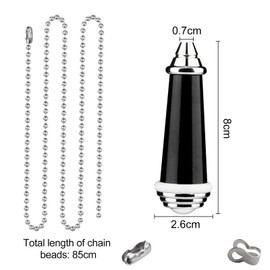 TXErfolg Light Pull Chain Extension with Ball Chain 85cm Length 8cm Bathroom Light Pull Cord Handle Chrome Light Pull Chain for Bathroom Toilet Light Ceiling Light Fan Switch(Black)