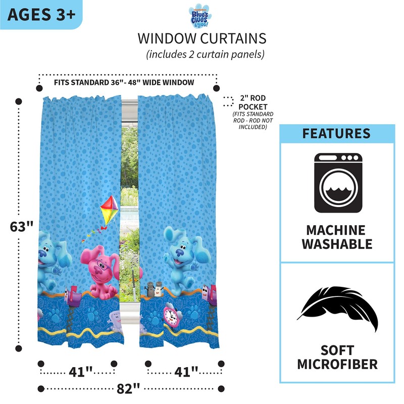 Franco Kids Room Window Curtain Panels Drapes Set, 82 in