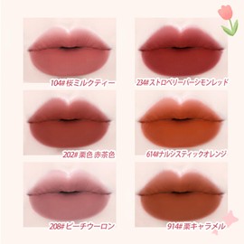 NovoUnow Lip Tint, Matte Lip, Film Forming, Mucosa Lip, Soft Matte, High Color, Long Lasting, Won't Stick to Mask, Nude Color, #04, Strawberry Persimmon Red