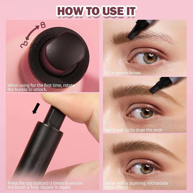 Angled Brow Brush with Microblading Pen & Pencil - Easy,