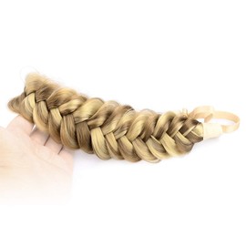 DIGUAN Messy Wide 2 Strands Synthetic Hair Braided Headband Classic Chunky Plaited Braids Elastic Stretch Hairpiece Women Girl Beauty Boho accessory, 62g/2.1 oz (Highlighted)