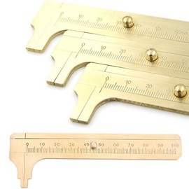 Portable Vernier Caliper, Brass Caliper Ruler Measuring Tool with Single Scale, 120mm Brass Pocket Ruler