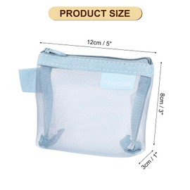 sourcing map Mini Zipper Mesh Bag 3" x 5", 5 Pcs Nylon Small Makeup Zipper Mesh Pouch Cosmetic Case Mesh Storage Bags for Earphone, Credit Card, Light Blue