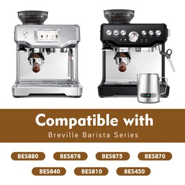 RECAPS 54mm Bottomless Portafilter, 3 Ears Espresso Portafilter Compatible with Breville Machines, Espresso Accessories Made of Stainless Steel and Mahogany Handle.