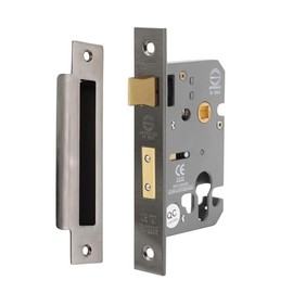 CE Rated-Euro Profile Mortice Door Lever Sash Lock Case Cylinder Keyhole 2.5/3" (2.5 Inch, Black Nickel)