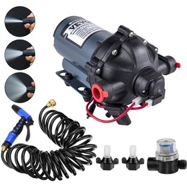VEVOR 12V Water Pressure Diaphragm Pump Self-Priming Pump 70 PSI 5.5 GPM Boat RV:_5.3 GPM with 25 ft Coiled Hose