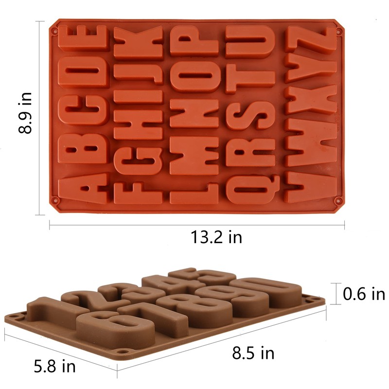 Wocuz 2 Pack Large Letter Silicone Mold Big Number Alphabet