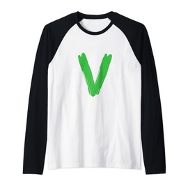 Creative Bold Green Letter V - Design Alphabet - Marker Raglan Baseball Tee