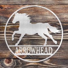 ROCC RUSTED ORANGE CRAFTWORKS CO. - Horse Metal Monogram Western Wall Decor Custom Signs Outdoor Metal Door Wreath Hanger For Front Door Outside House Warming Gifts New Home Couple She Shed Sign