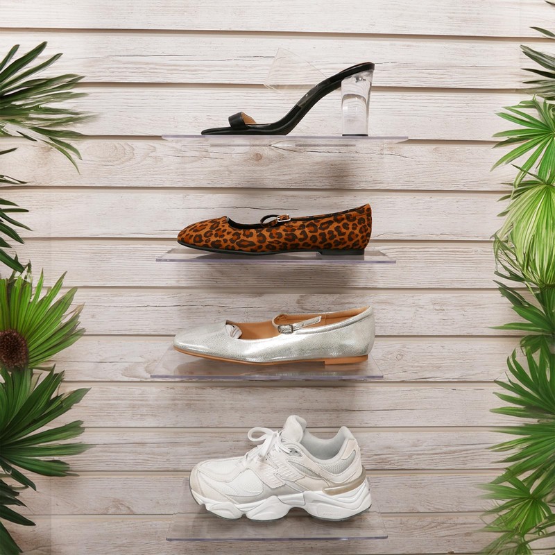 STORE FIXTURES DIRECT Large Clear Acrylic Slatwall Shoe Shelf, 6"