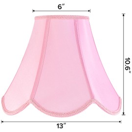 GO&SO 2Pcs Pink Lamp Shade Medium Scalloped Lamp Shade,6"Top x 13"Bottom x 10.6"Vertical Height (Spider),Bell Lamp Shades for Table Lamps&Floor lamp,Edge Petal Braid Modern lamp shade -Easy Assembly