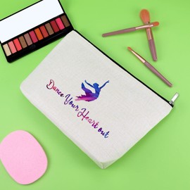Dance Lovers Gifts for Girls Makeup Bag Inspirational Dancer Gifts Dance Teacher Gifts from Student Christmas Birthday Gifts for Dance Student Thank You Appreciation Gifts Dancer Cosmetic Pouch Travel