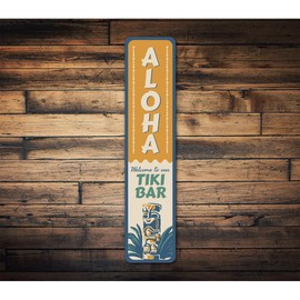 Aloha Welcome To Our Tiki Bar Sign - 3 x 13