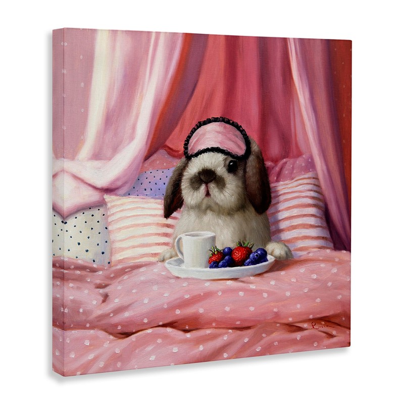 Stupell Industries Adorable House Bunny Rabbit Breakfast In Bed Pink,