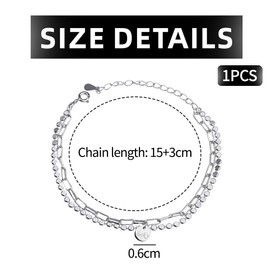 LEEQ Bracelets for Women - Layered Bracelet, Sterling Silver Bracelet, Bracelet for Women, Adjustable, Stainless Steel Women's Bracelet, for Women, Friends, Daughters, Mother, Colleagues, Metal