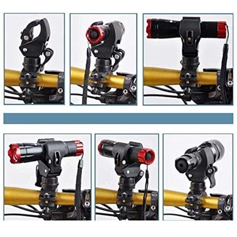 Unbranded Universal 360° Rotating Bike Handlebar Flashlight Holder Clip Torch
