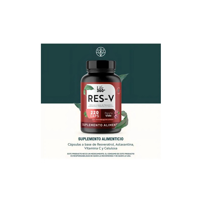 Resveratrol Life 360+ 220 Cápsulas A Base De Resveratrol, Astaxantina
