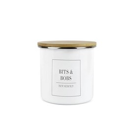 Minimalist Range Medium 11cm Bits And Bobs Storage Canister - White Metal Enamel Kitchen And Bathroom Storage Container