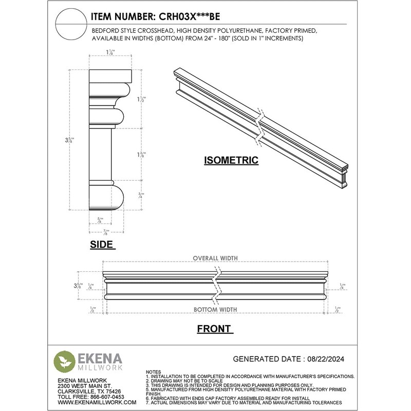 Endurathane Bedford Crosshead, 36" Bottom Width x 37 1/8" Top