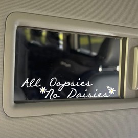 Set 2Pcs All Oopsies No Daisies Rearview Mirror Decal Funny Flower Inspiration Car Decals Water Bottle Window Sticker Vinyl Waterproof 3x0,7 Inches Decal New Car Accessories Gift for Mom Dad Friend