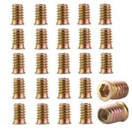 HXJDAM Pack of 25 Screw Nuts M8 x 20 mm, Threaded Insert Wood, Galvanised Screw Nuts M8 Screw-In Sleeves, Hexagonal Threaded Sleeve, Screw Thread Nuts for Wooden Furniture