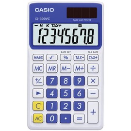 Casio SL300VC Calculadora solar de cartera con pantalla de 8 dígitos, azul (CIOSLVCBESIH)