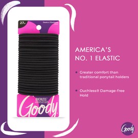 GOODY Goody Ouchless Women's Braided Elastic Thick, Black, 27 Count, 4MM for Medium Hair
