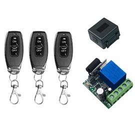 QIACHIP DC 5V 6V 9V 12V 24V 48V 60V Wireless Remote Switch 433Mhz 1 Channel Relay Receiver Momentary Toggle Latch with 3 Transmitters for Gate Door Open,LED,Car