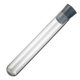 12X75mm Test Tubes, Borosilicate Glass, Round BTM, 5ml Vol, with Rubber Stopper, Karter Scientific 401X2 (Pack 10)
