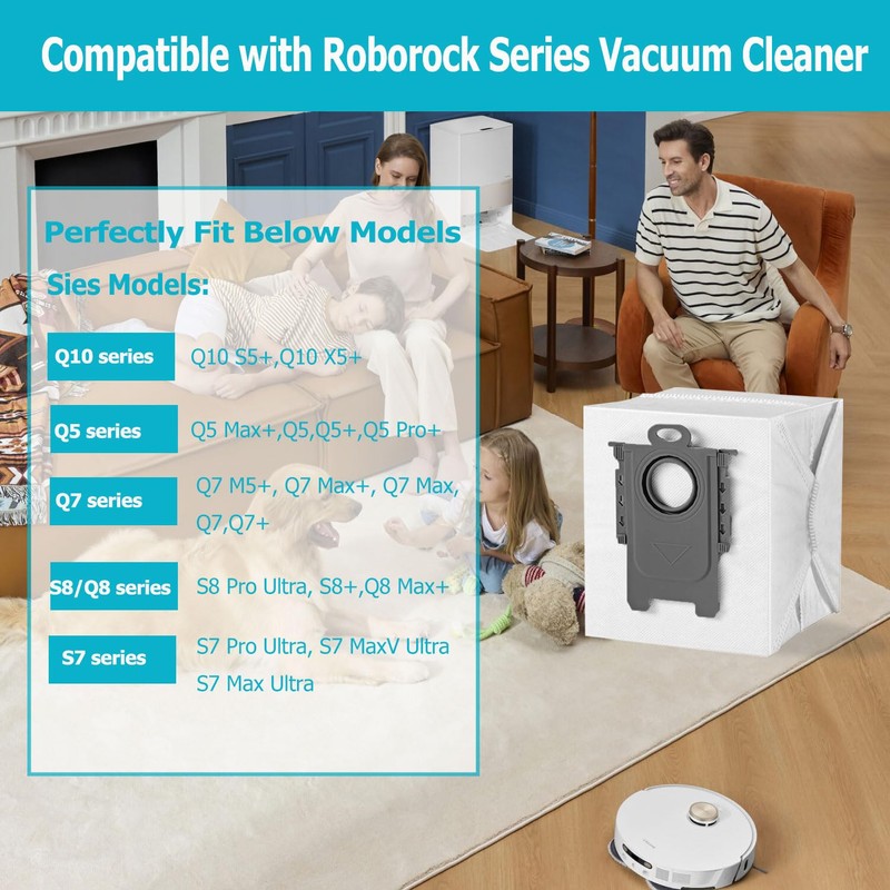 Janhaley 6 Pack Dust Bag for Roborock Q7 M5+, Q10