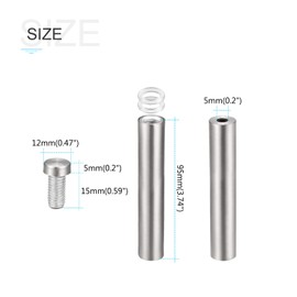 METALLIXITY Sign Standoff Screws (12x100mm) 2pcs, Stainless Steel Advertising Screws Glass Acrylic Nail - for Picture Frame Sign Displays