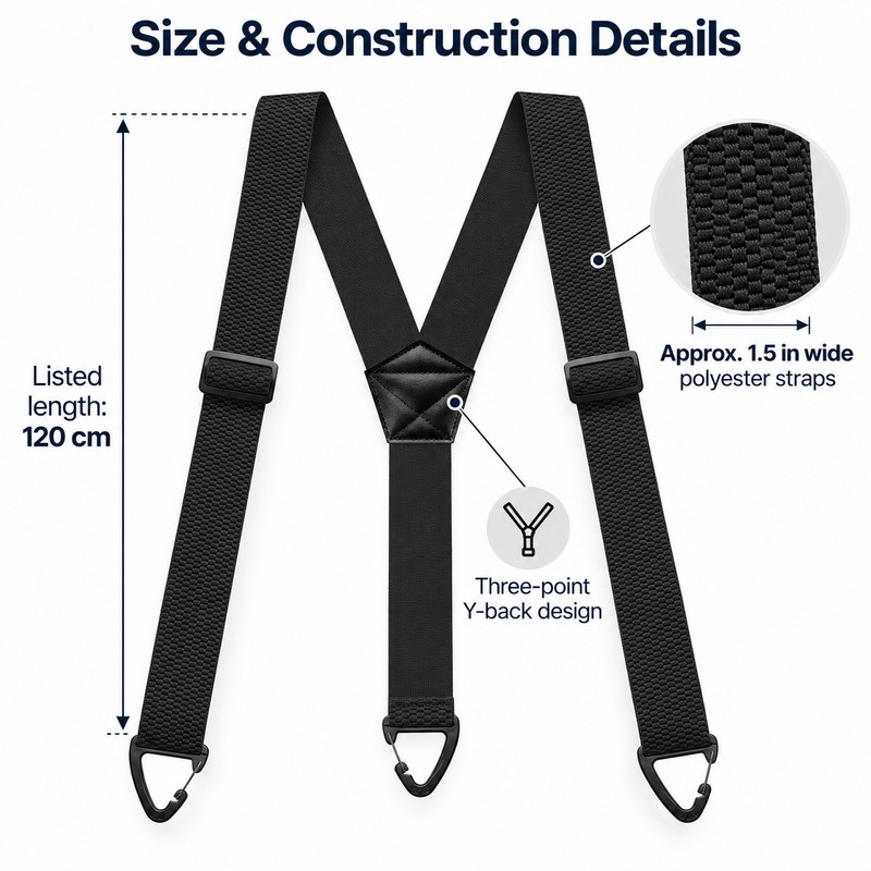 Hidden Suspenders for Men – 1.5-Inch Wide Y-Back Polyester Pants